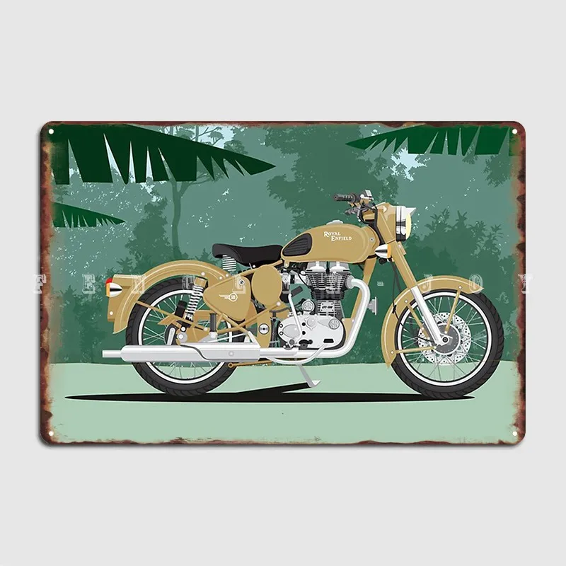 Home Cinema Logo - Royal Enfield Motorbike Metal Sign Painting