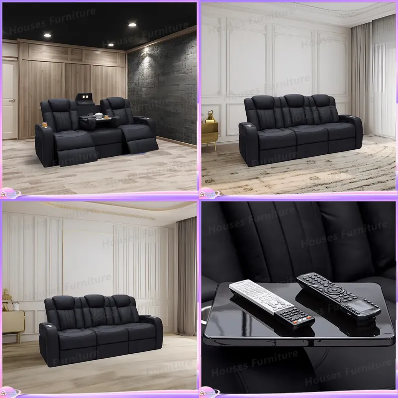 Home Cinema Chairs - Leather Recliner Sofa Home Theater Cinema