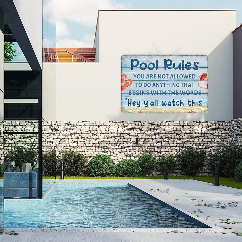 Tin Sign Pool Funny Rules Vint - đánh giá và giá Home Cinema Logo
